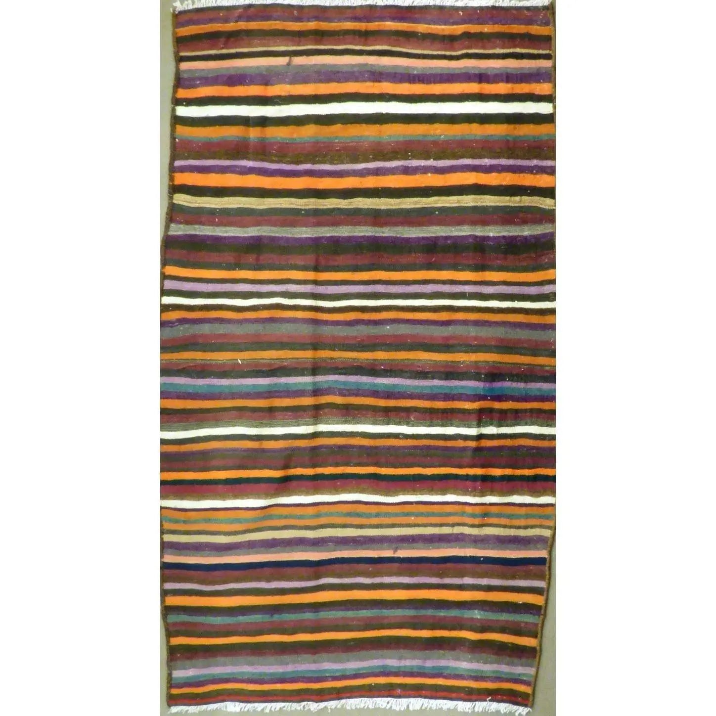 One Of The Kind Authentic Hand-Knotted Sanandaj Vintage Kilim 6'8" X 3'9"